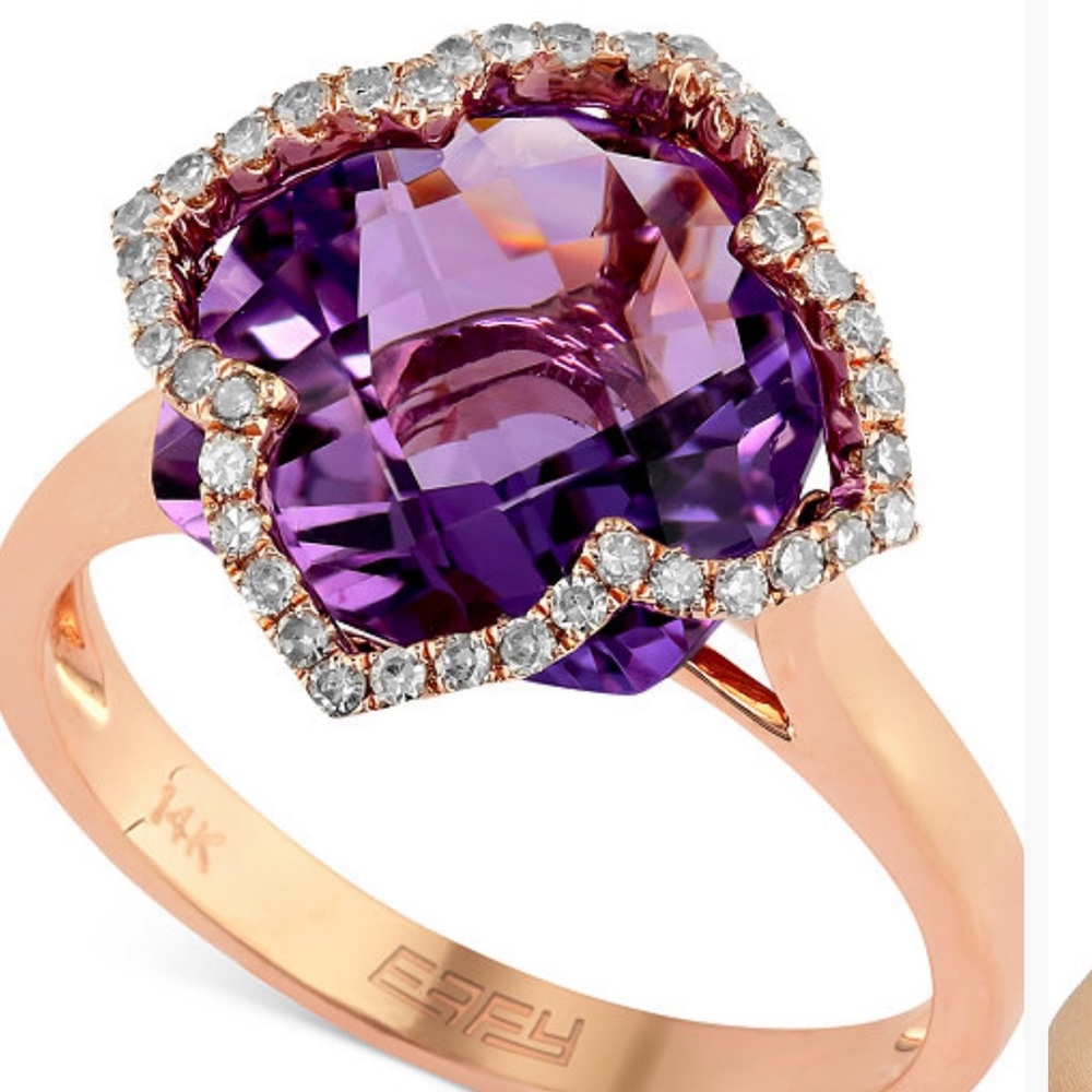 Effy Purple and Gold Amethyst Halo Ring